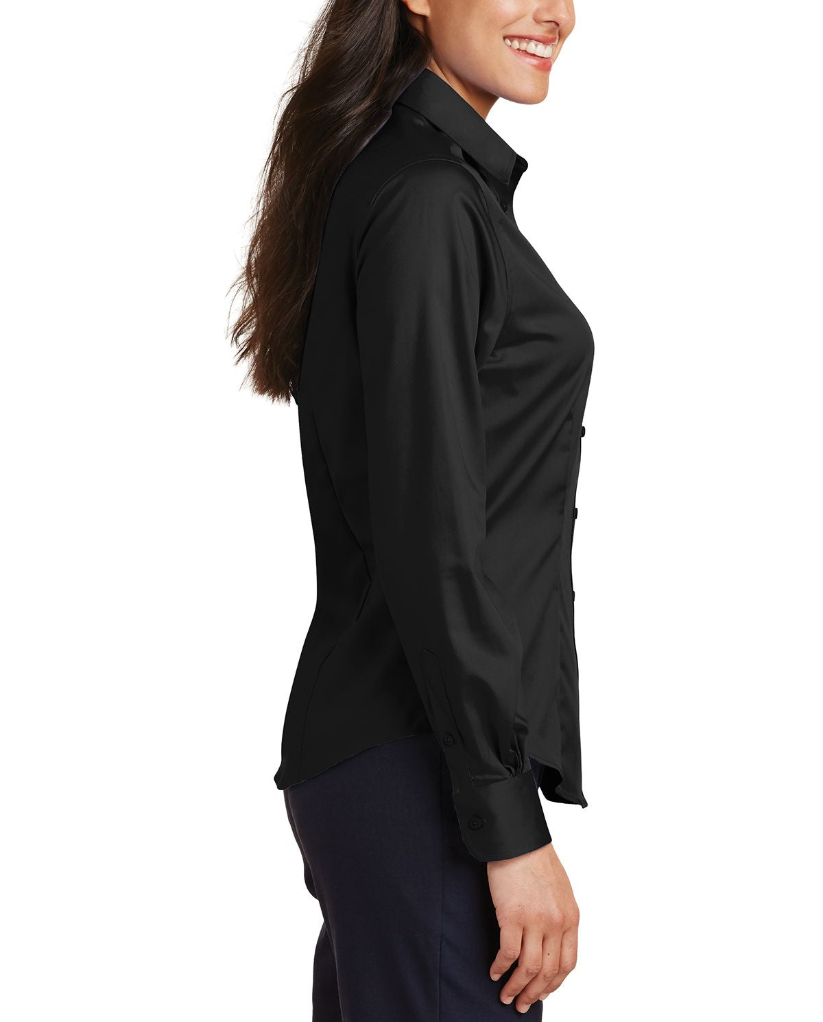 non iron dress shirts women Brooks Brothers Women's Fitted Non-Iron Stretch Supima Cotton Dress Shirt | Black