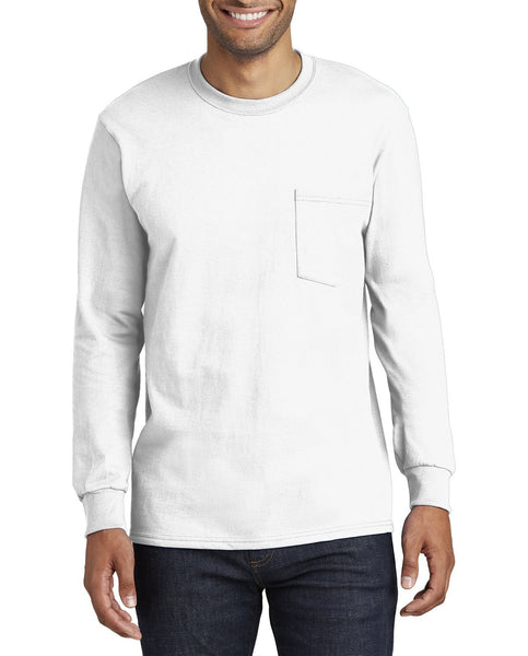 JustBlanks Men's Tall Long Sleeve Essential Pocket T-Shirt
